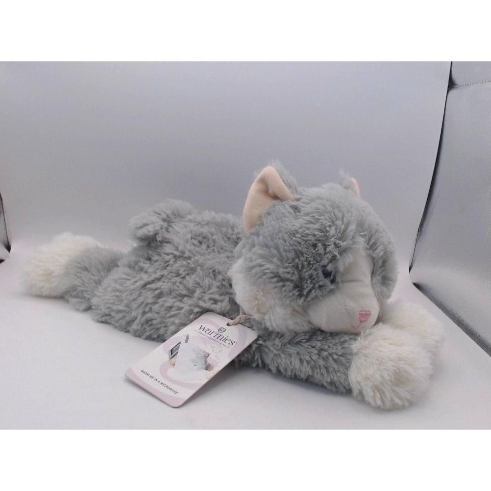 Laying Down Gray Cat Warmies, BRAND NEW WITH TAGS